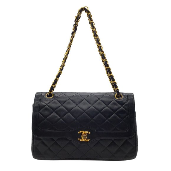 CHANEL Handbags - Chanel Diana Double Black Quilted Leather Shoulder Bag
